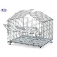 China Transport Wire Mesh Pallet Cages , Welded Steel Mesh Storage Cages With Cover factory