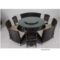 China 7-piece PE rattan wicker rotating round table hotel dining set for 9 people -8131 factory