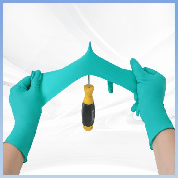 Quality Green Nitrile Gloves Powder Free Latex Free For Painting Chemical Resistant for sale