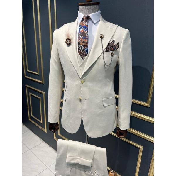 Quality Slim Fit 3pc Tuxedo Suit For Men'S New Season Double Pocket Detailed for sale