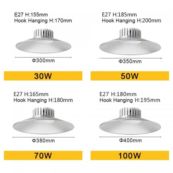 Quality E27 Led High Bay Lights 4000k E40 30w 50w 70w Low Bay Industrial Hanging Lights for sale