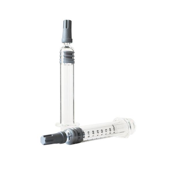 Quality 2.25 Ml CBD Oil Luer Lock Glass Syringe With Plastic Plunger for sale