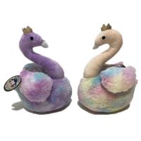 China Tie Dye Long Soft Fur Plush Animals Swan Toys Gift For Kids factory