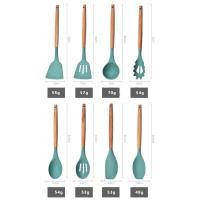 China High Temperature Resistant And Non-Toxic Customized Kitchen Wooden Handle Silicone Kitchenware 12 Piece Set factory