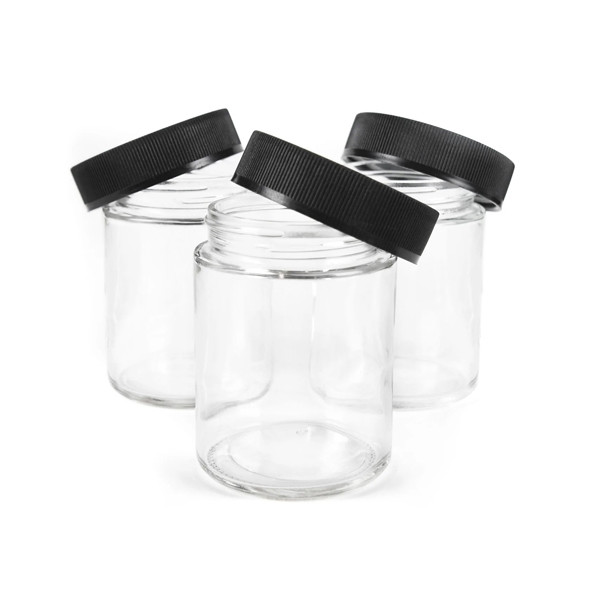 Quality 4oz Glass Child Resistant Jars Customize Flower Edible Packaging Straight Sided for sale