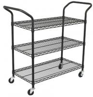 China Custom Size Wire Utility Cart With Wheels / 3 Shelf Metal Utility Cart factory