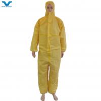 China Yellow Disposable Protective Chemical Overall CE Coveralls without Shoe Cover OEM/ODM factory