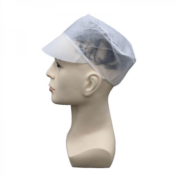 Quality Non Woven Disposable Worker Cap White With Snood for sale