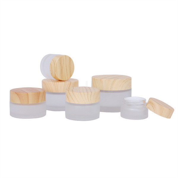 Quality Skin Care Custom Cosmetic Jars Packaging White Forsted With Bamboo Lid for sale