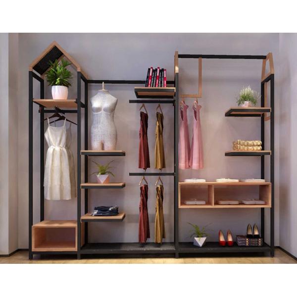 Quality Freestanding Clothing Display Racks Clothing Store Displays Metal / MDF Material for sale