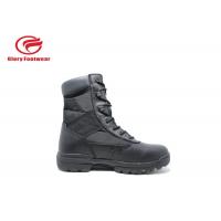 China Long Black Leather Military Combat Boots , Winter Lightweight Waterproof Military Boots factory
