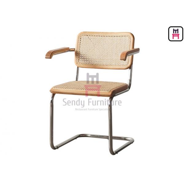Quality 0.44cbm Wood Cantilever Dining Chair SS201 With Canework Backrest for sale