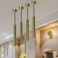 Quality Golden Long Tubular Ceiling Cob Pendant Light For Living Room Bedside 10W for sale