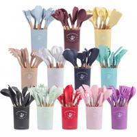 China Kitchenware Silicone Cooking Tools 12 Pieces In 1 Set With Wooden Handles factory