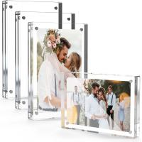 China Magnetic Acrylic Photo Block Sign Holder Desktop Display Self Standing Picture Photo Frame factory