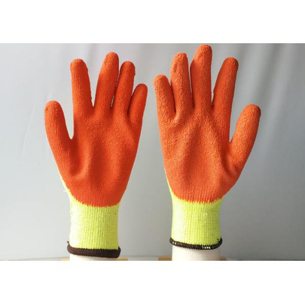 Quality 10 Gauge Latex Coated Gloves Yellow Cotton / Polyester Knitted For Construction for sale