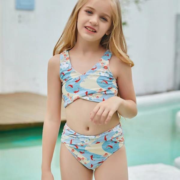 Quality Fish Digital Printing Children'S Swimming Suits Split Cute Girl Swimsuit Bikini for sale