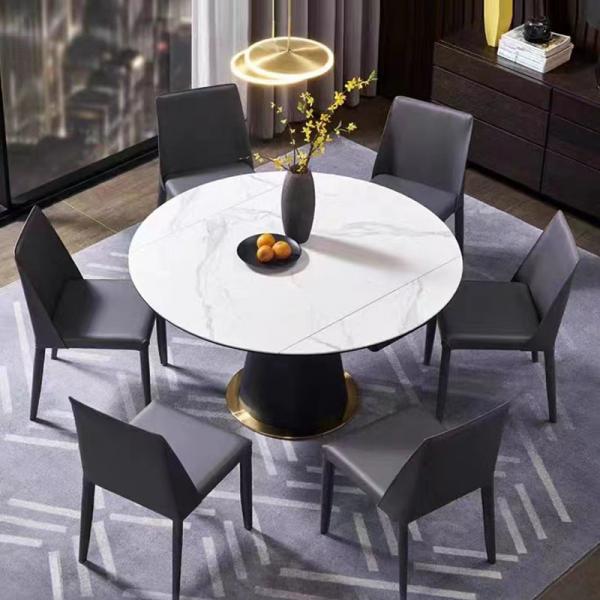Quality Ceramic Marble White Extendable Dining Room Table  Sophisticated for sale