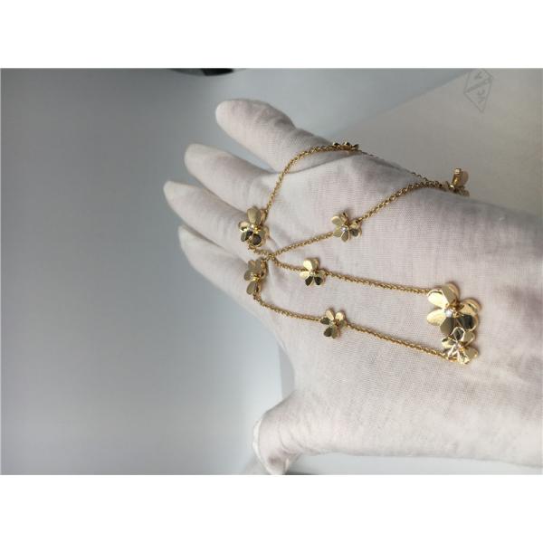 Quality 18k Yellow Gold Necklace With Round Diamonds , 9 Flowers Van Cleef Frivole Necklace for sale