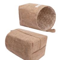 China 4 Pack Wall Hanging Storage Bags Cotton Linen Storage Basket Foldable Family factory
