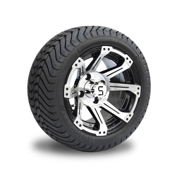Quality Black Aluminum 12 Inch Golf Cart Wheels And Tires 215 35 12 With 8 Spokes for sale