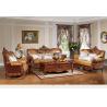China Luxury classic antique European style living room furniture  solid wood leather  sofa set factory