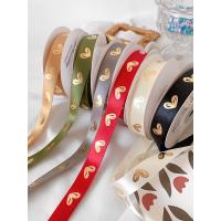 China 16mm Heart Pattern Gold Foil Printed Ribbon For Gift Packing And Decoration factory