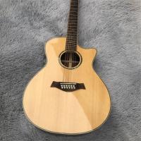 China Custom 41 Inches Solid Spruce Top Cutaway Rosewood Back 12 Strings 814 Electric Acoustic Guitar factory