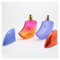 China 50ml moon shape 50 ml glass perfume bottle with various color cap for sale
