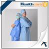 China Polypropylene Disposable Lab Coat With Knitted Cuff And Button Blue Or White Color factory