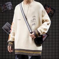 China Khaki Color Block Drop Shoulder Mens Warm Sweaters Breathable factory