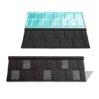 Quality 0.40mm AZ40 Black White Color Stone Shingle Roof Metal Tiles AluZinc Base Metal for sale