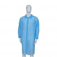 China Korean / Knitted / Shirt Collar Disposable Lab Coats With Velcros Closure factory