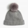 China Warm Knitted Womens Winter Hats Pom Pom , Elastic Beanie With Fur Pom Pom factory