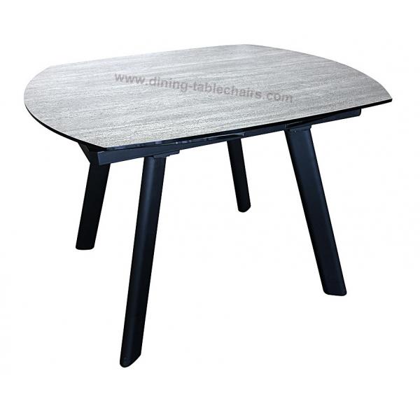 Quality HPL Topped Tempered Glass Dining Table 1.7 Meter Powder Coating Finish for sale