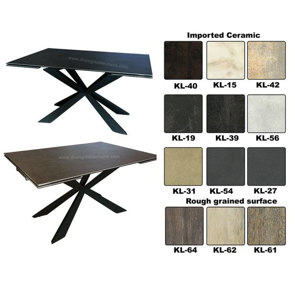 Quality Steel Tube Extension Dining Table , Rectangle Ceramic Top Dining Table for sale