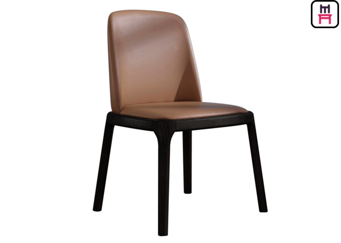 China Armless Wood Black Leather Kitchen Chairs , Elegant Light Wood Dining Room Chairs factory