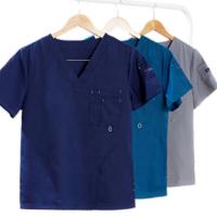 Quality Solid Color Custom Logo Unisex Short Sleeve Scrubs Chlorine Bleaching Resistant for sale