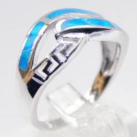 China Sterling Silver Wholesale Jewelry Greek Blue Lab Opal  Wedding Ring Synthetic Opal Jewelry factory