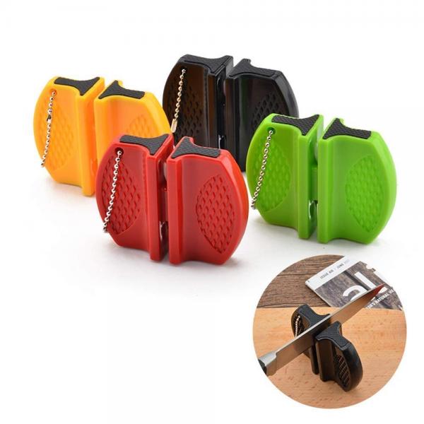 Quality Yellow 2 Slot Outdoor Knife Sharpener With Chain Sports Camping Hiking Superhard for sale