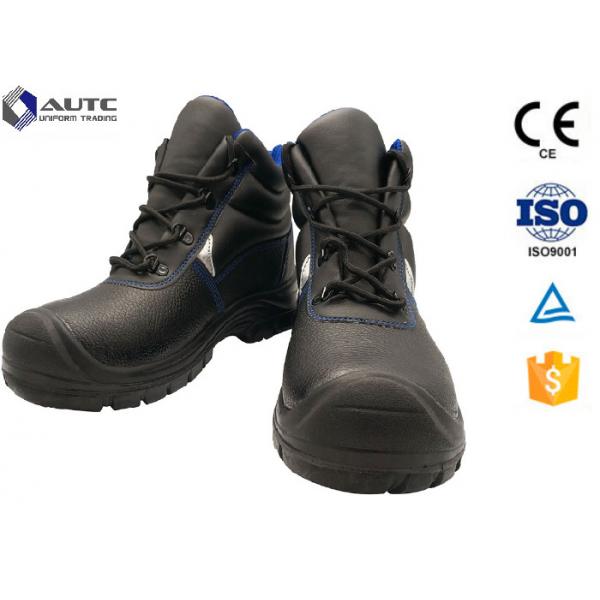 Quality Construction Site Ppe Safety Boots , Slip On Steel Toe Boots Warehouse Black Leather for sale