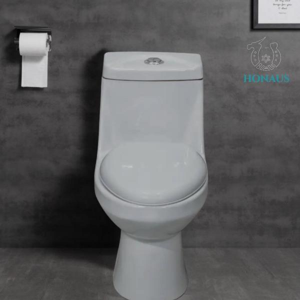 Quality Traditional Single Piece Water Closet Commode Anti Stain Glazed Odor Isolation for sale