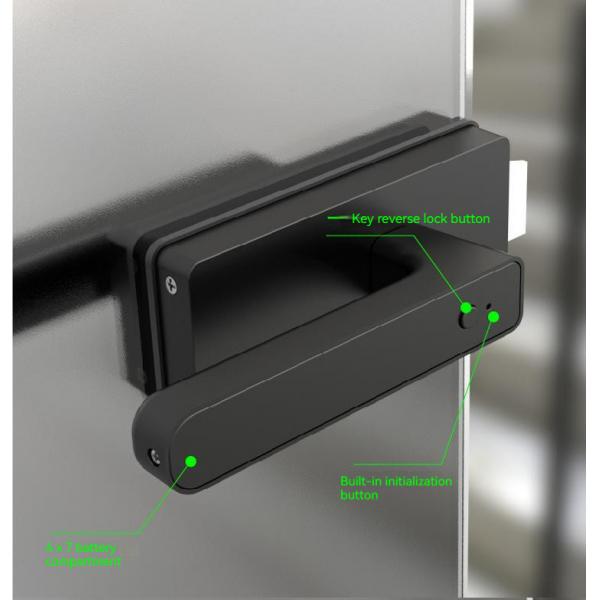 Quality Punch Free Smart Tuya Glass Door Lock Black Aluminium Alloy Semi Auto For Office for sale