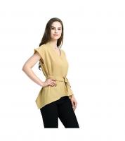 China Newest Design Women Blouse With Belt Hot Sale factory