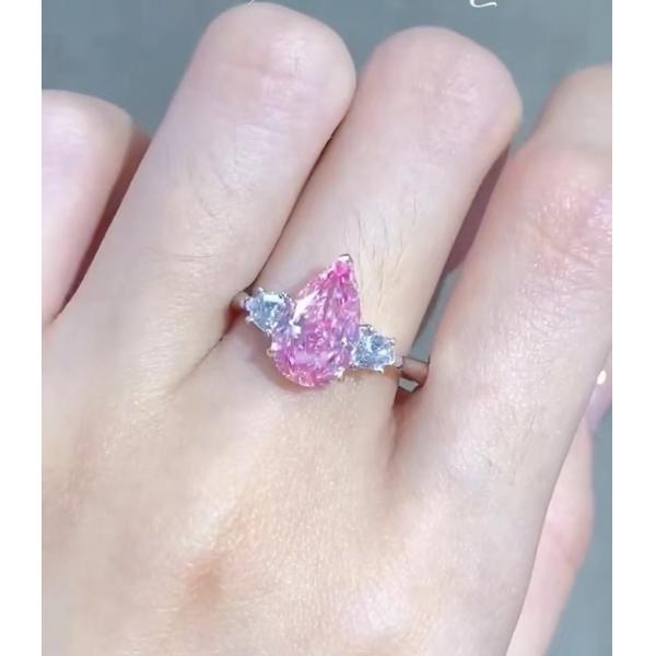Quality Pear Pink 2 Carat Lab Made Diamond Engagement Rings for sale