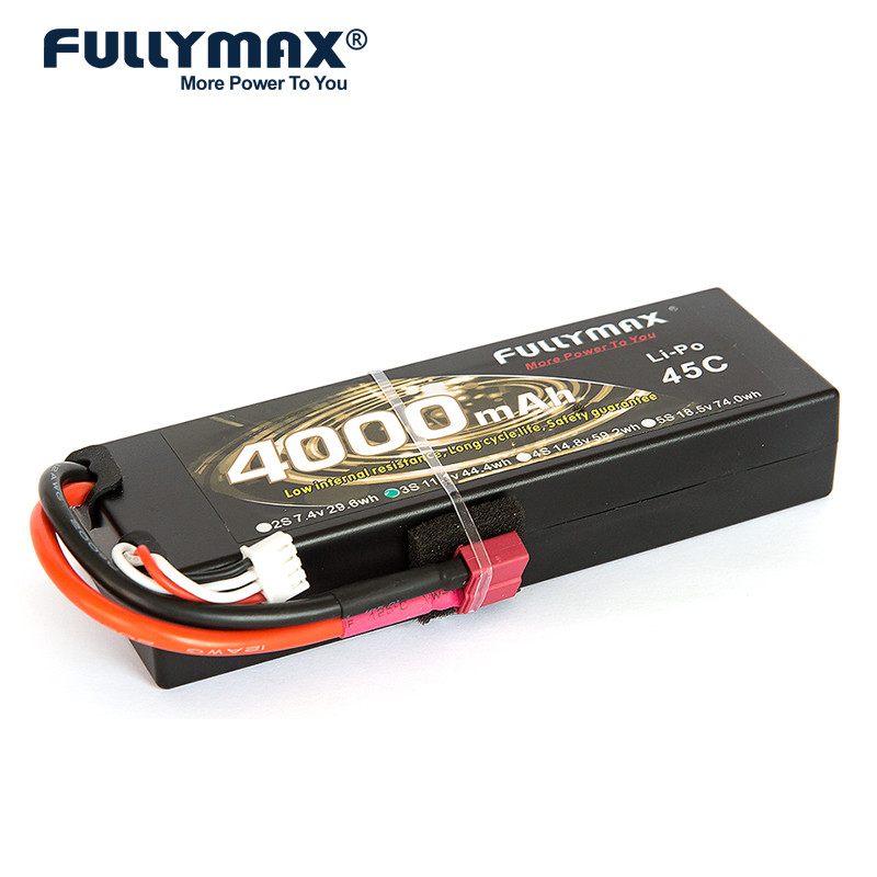 China Fullymax 3S Lipo Battery 45C 4000mAh 11.1V 3s 4000mah Lipo Battery Rc Car Toys Lead Wires factory