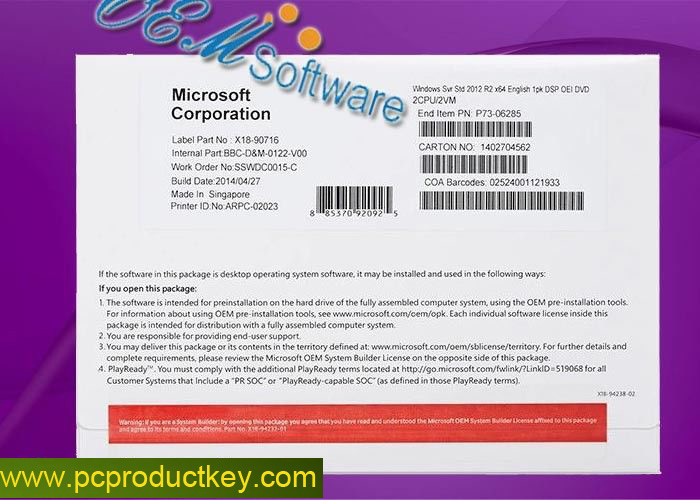 China Economic Windows Server 2012 Versions 2019 Standard License Key Package factory