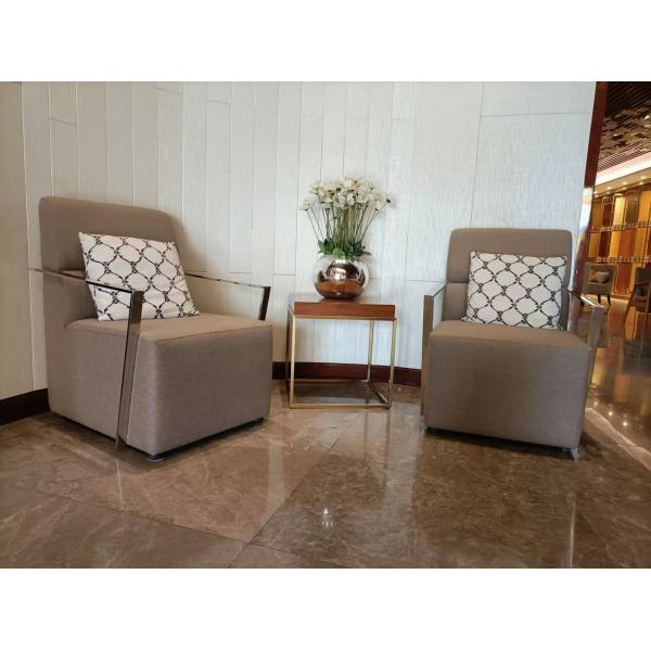 Quality 304 Hotel Lobby Furniture SS Frame Sofa 700mm With Tea Table for sale
