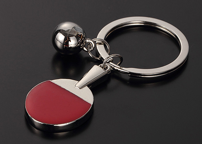 China Simple / Stylish Table Tennis Equipment , Table Tennis Keyring Zinc Alloy With Logo factory