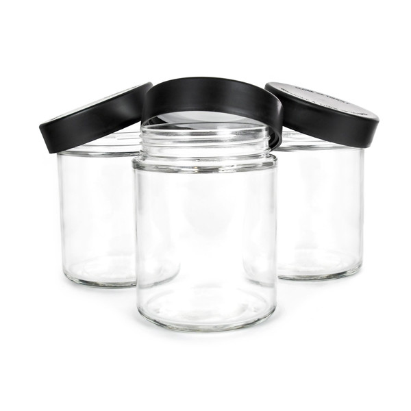 Quality 30ml-300ml Glass Child Resistant Jars Glass Flower Packing Containers Plastic Wood Lids for sale